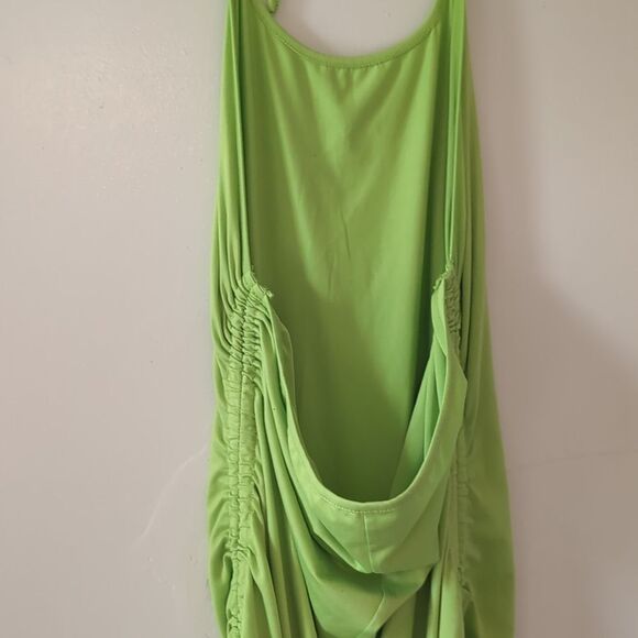 Shein Green Halter Open Back Ruched Sides All the Way Up Midi Dress Size 0X - Picture 7 of 10